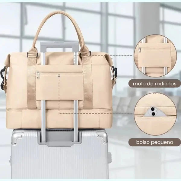 Bolsa-Malas Impermeável com Bolsos Multifuncionais - +Brinde